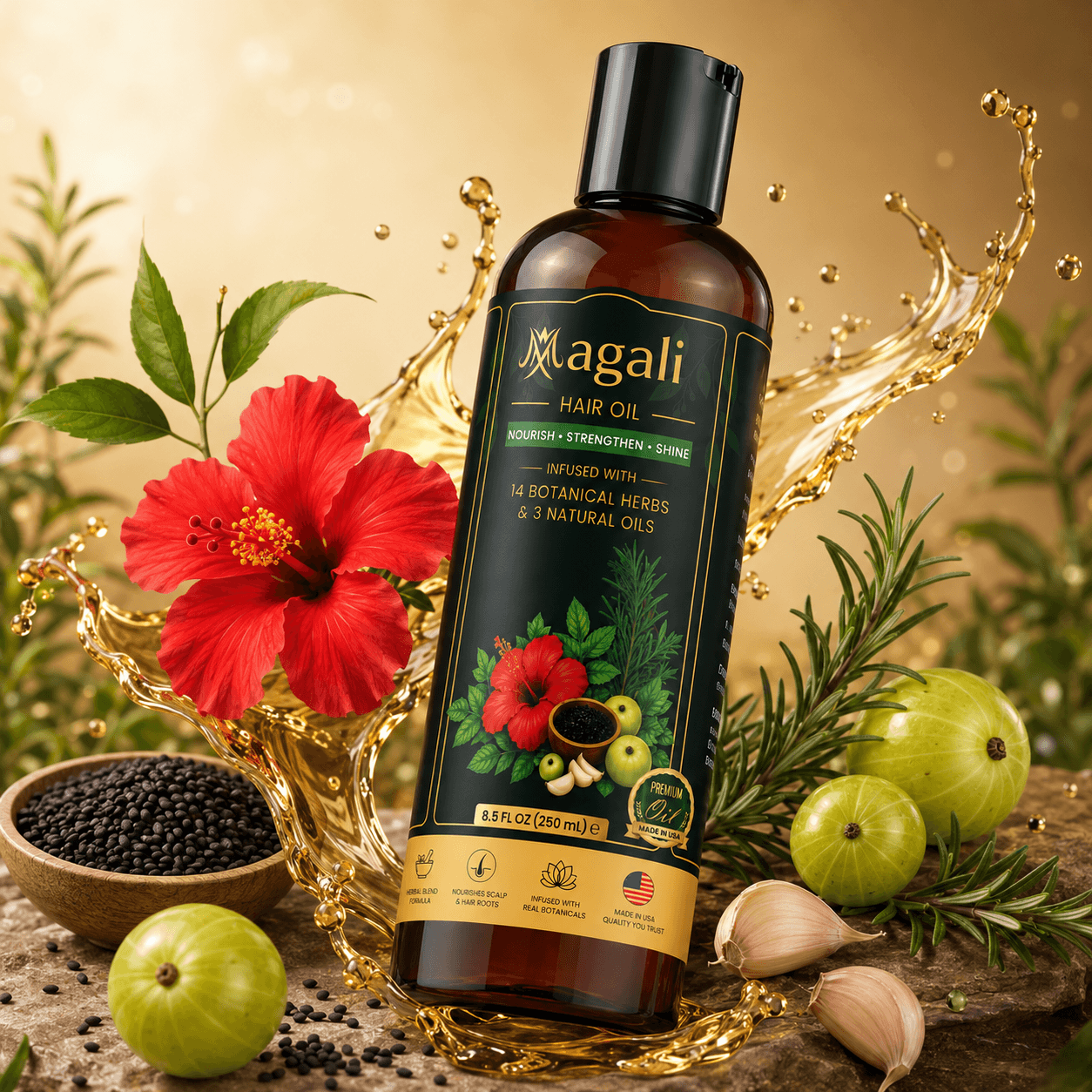 Magali Botanical Hair Oil with botanical ingredients
